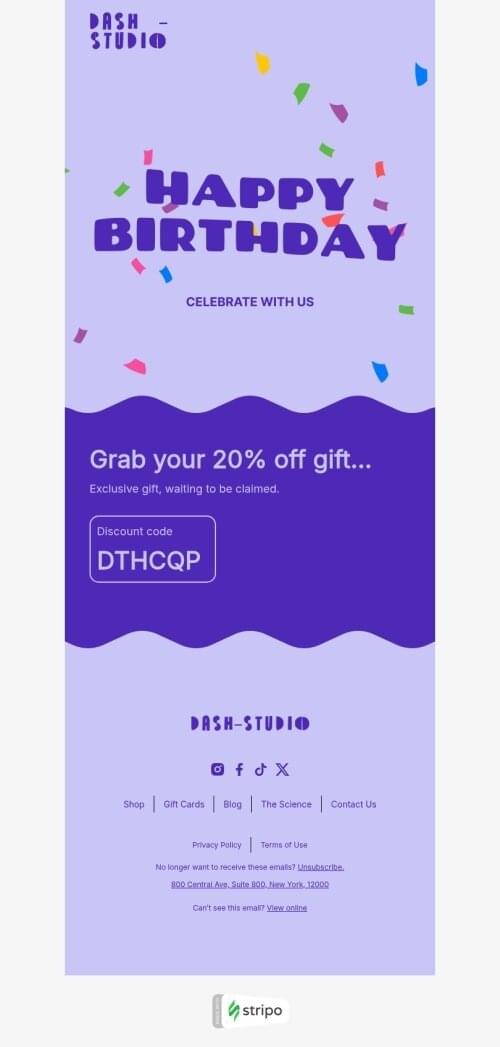 Birthday email template 