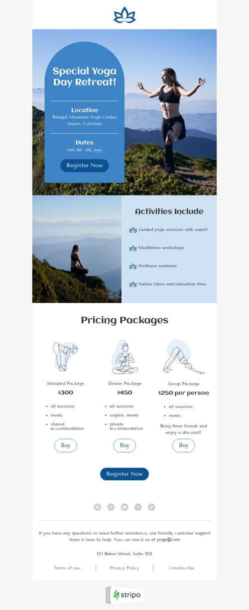 Day of Yoga email template 