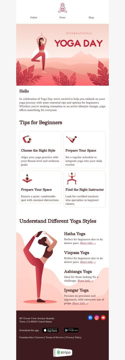Day of Yoga email template 