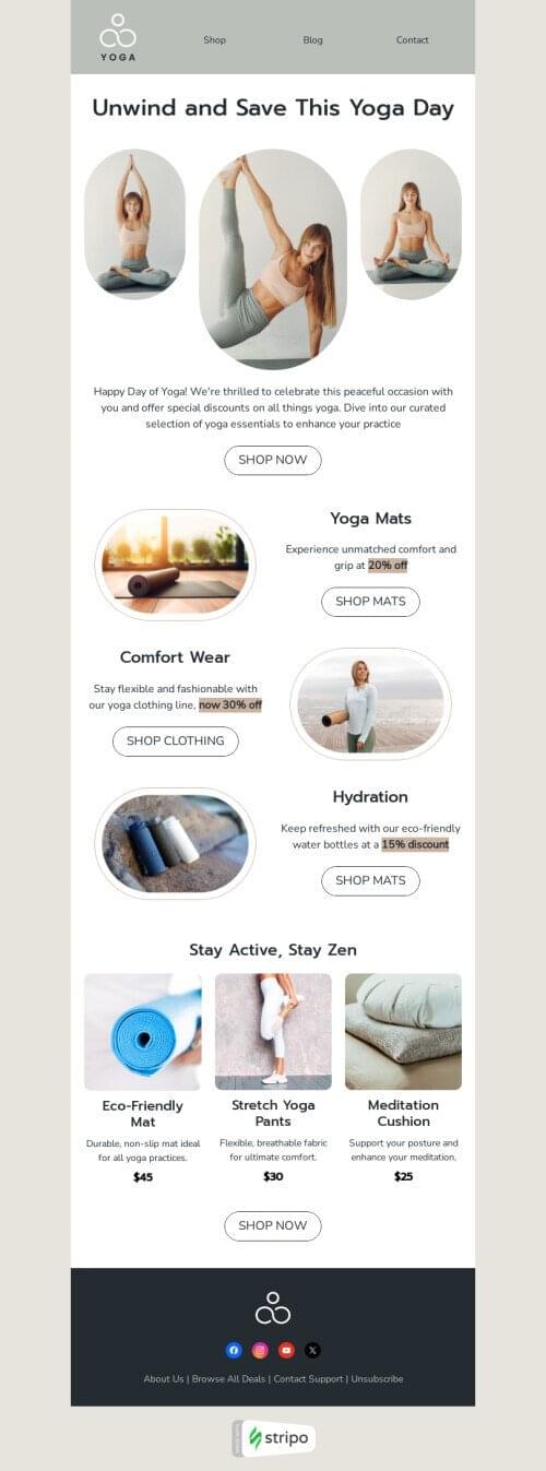 Day of Yoga email template 