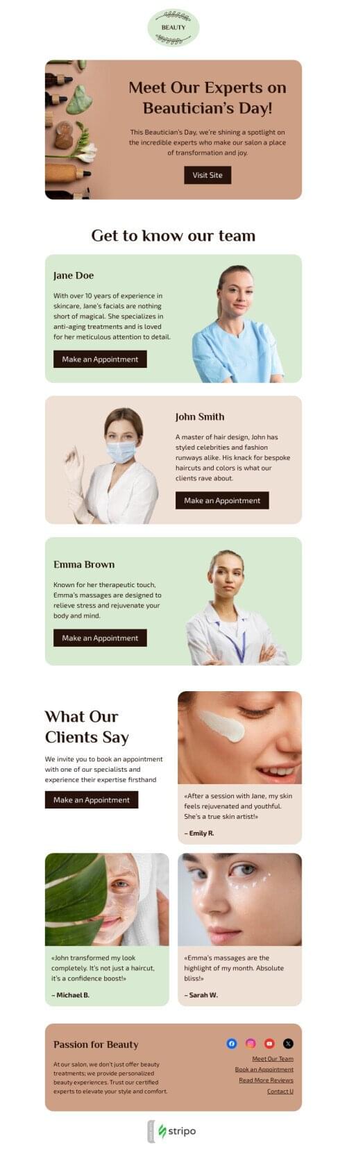 Beautician's Day email template 