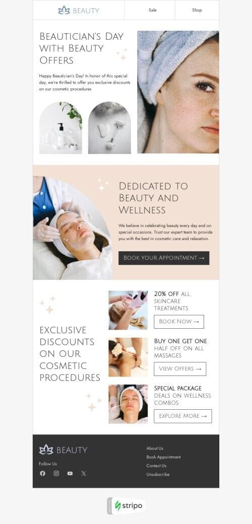 Beautician's Day email template 