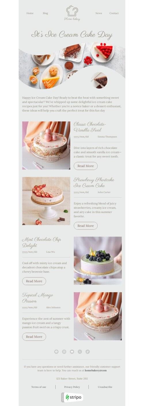 Ice Cream Cake Day email template 